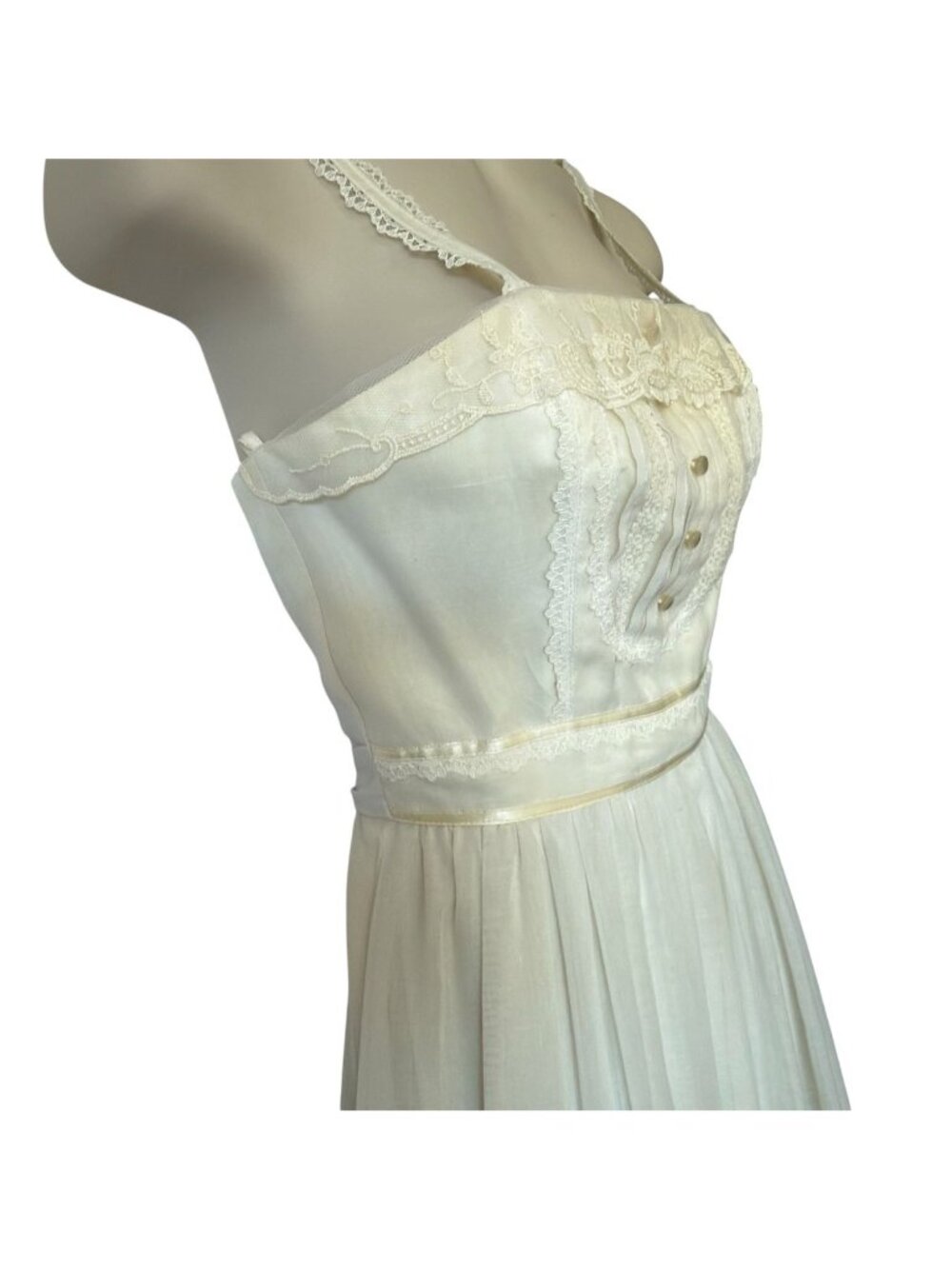Vtg Candi Jone Maxi Dress Size S Gunne Sax Styled Prairie Lined Tiered Skirt 70' - Picture 6 of 16